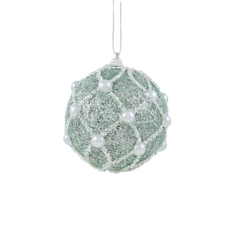 New Green Foam Christmas Ball Heterosexual Pendant Bright Glitter Sticky Powder Christmas Tree Hanging Ball Decorative Pendant Arrangement