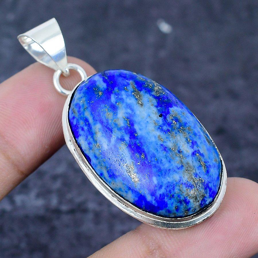 Lapis Lazuli Gemstone 925 Sterling Silver Jewelry Pendant 2.05"