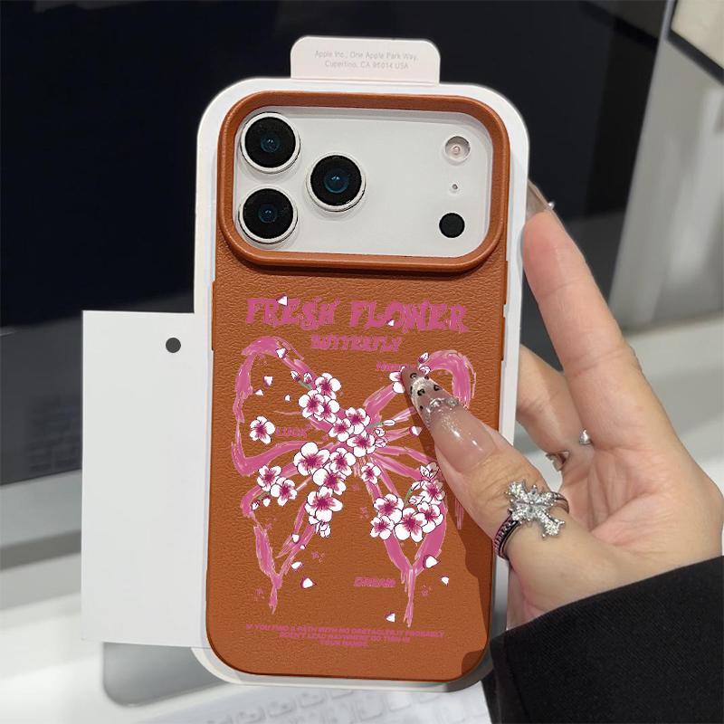 Leather Texture TPU Phone Case For iPhone 17 17e 16e 16 15 Pro Max 14 13 Pro Max 11 Pink Bowknot Print Soft Silicone Back Cover