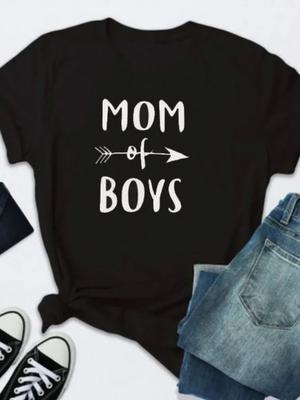 MOM OF BOYS Letter Print T Shirt Women Short Sleeve O Neck Loose Tshirt Ladies Summer Women Tee Shirt Tops Camisetas Mujer