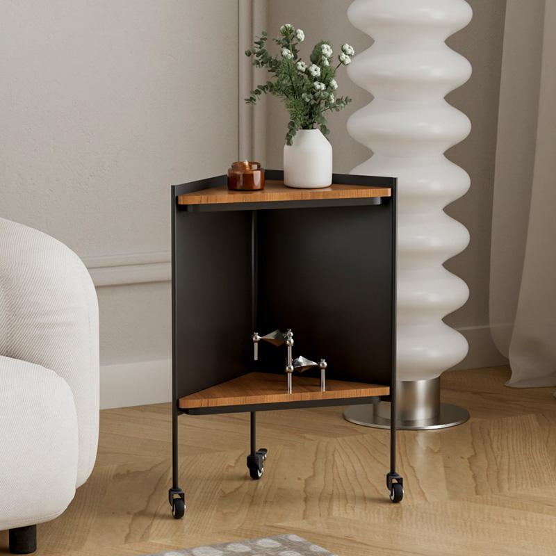 Iron + Wood Triangular Storage Rack  Movable Small Trolley  Nordic Sofa Side Table Corner Storage Table  Stable Bedside Cabinet