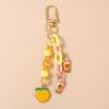 Cute Peach Bubble Tea Keychain Kawaii Fruit Beaded Bag Charm Cute Key Ring Keyring for Women Girls Backpack Accessory Gift