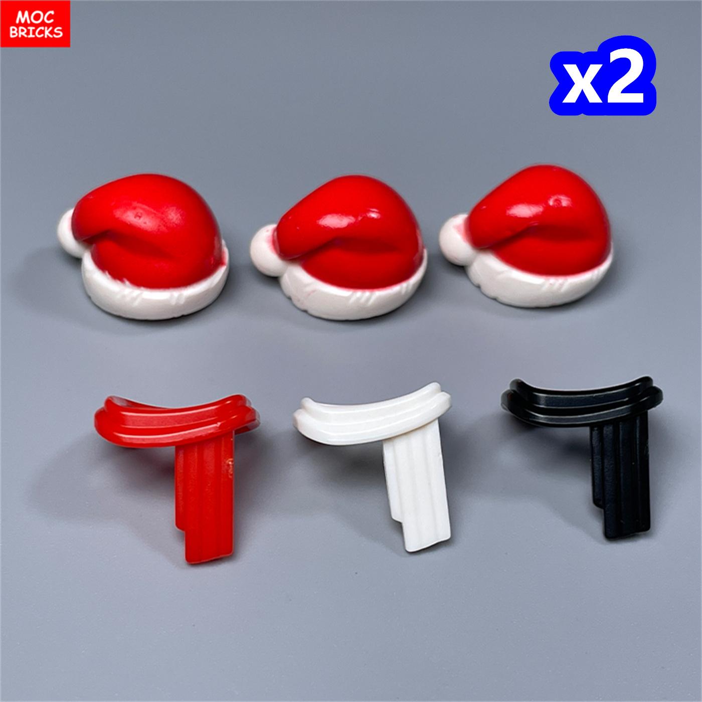 

Non-Toxic Moc Bricks Red Santa Hats Cape Scarf Christmas Action Figure Body Wear Educational Building Blocks Assembled Particles Kids Toys