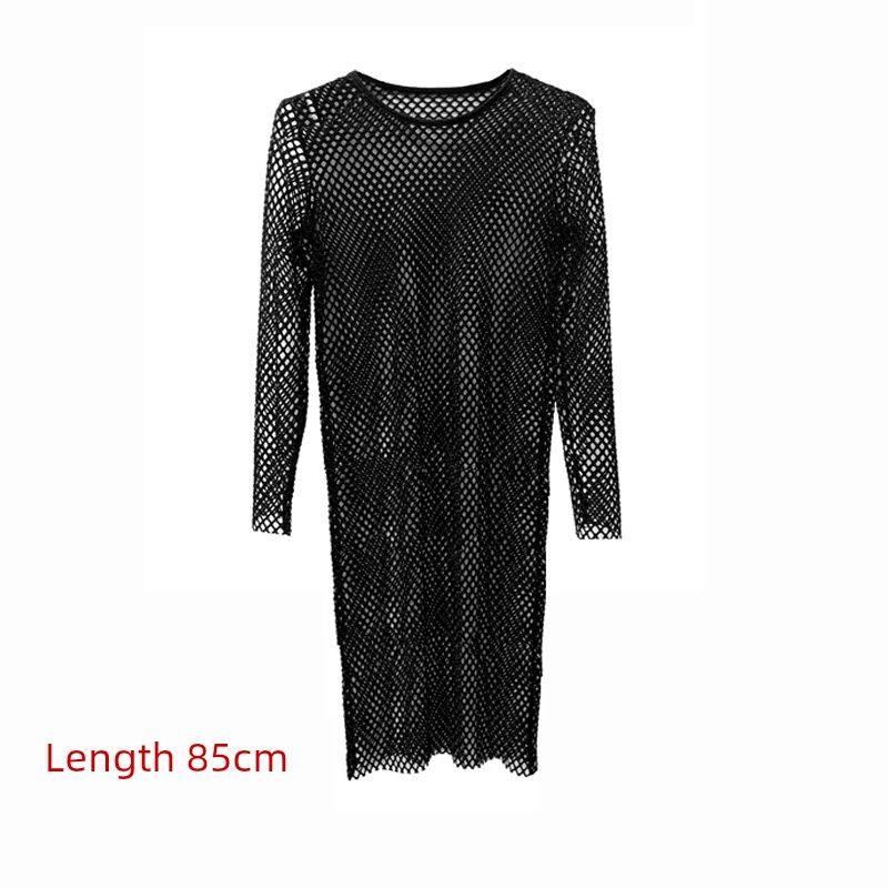 

Summer New Mid Length Long Length Large Mesh Hollow Dress Overknee Hip-Wrapped Straight-leg Fishnet Large Hole Fashion Fashion Overskirt Black 85cm 3XL