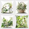 New Lily of the Valley Pillowcase Printed Floral Pattern Short Sofa Pillow Case Zipper 45*45cm Cushion Cover Spring Season