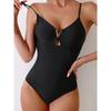 2026 Cut Out Front V Wire Swimsuit One Piece Solid Swimwear Women Sexy Bathers Bathing Swimming Suit Female Padded Beachwear