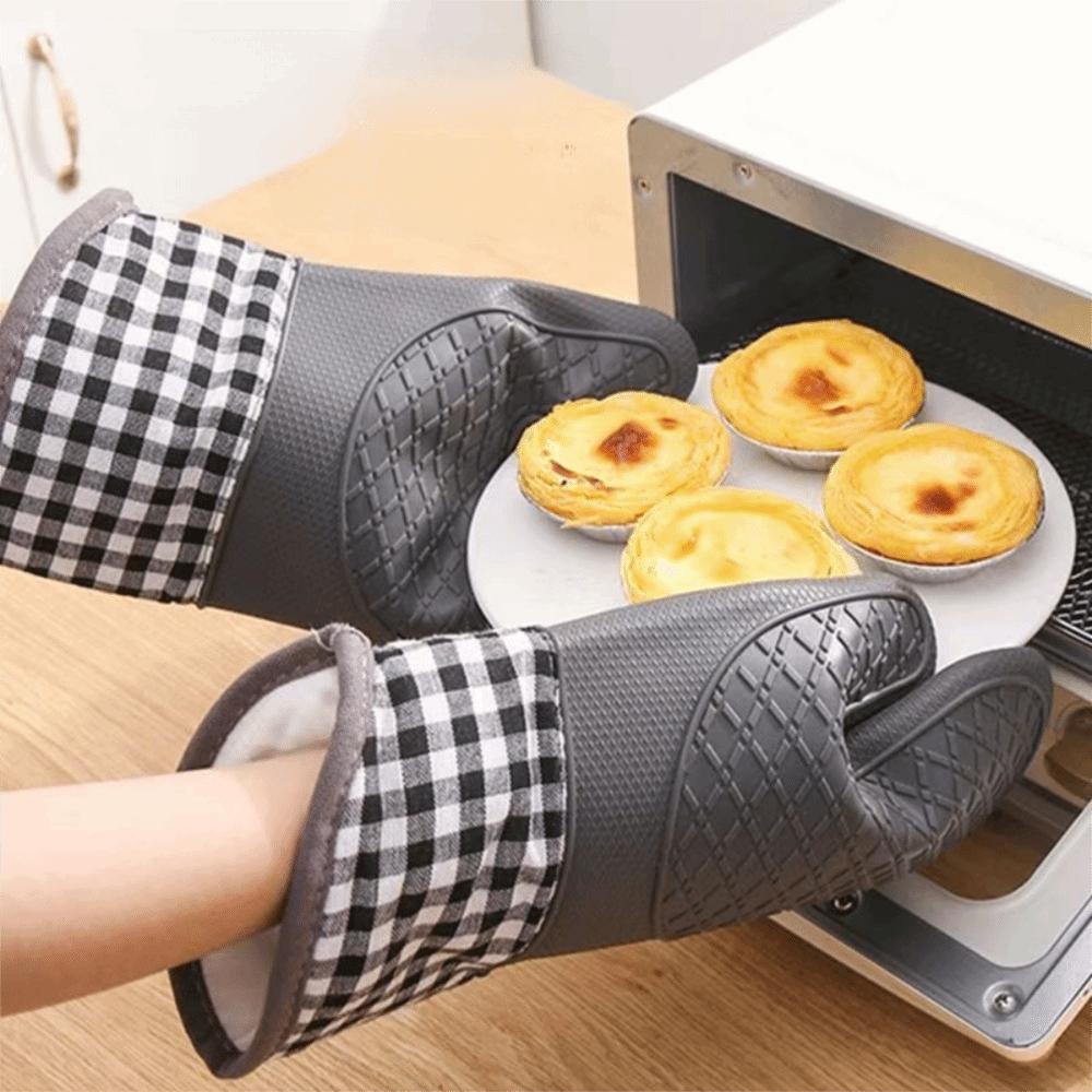 2pc Silicone Oven Gloves Thickened Baking Gloves Kitchen Gloves Anti Scalding Gloves  BBQ