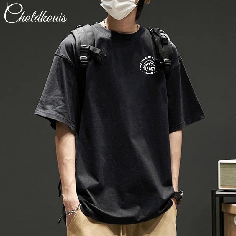 Baumwoll Kurzarm T-Shirt Schwarz Weiß Mode Druck All Match Atmungsaktiv Sommer Sport T-Shirt Herren Top