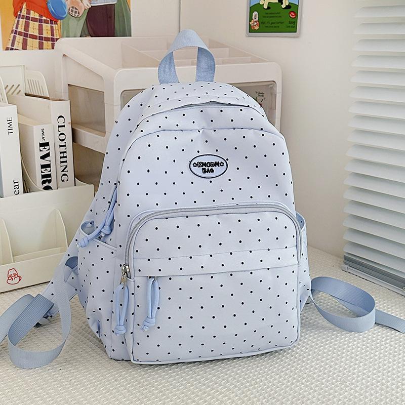 Schoolbag Polka Dot Cute Backpack Japanese ins Simple Versatile Backpack Women's Light Commuter Leisure Travel Student School Bag