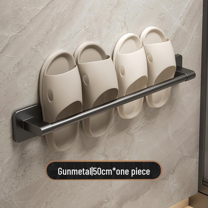 Punch-Free Wall-Mounted Bathroom Slipper Rack and Draining Storage Hanger