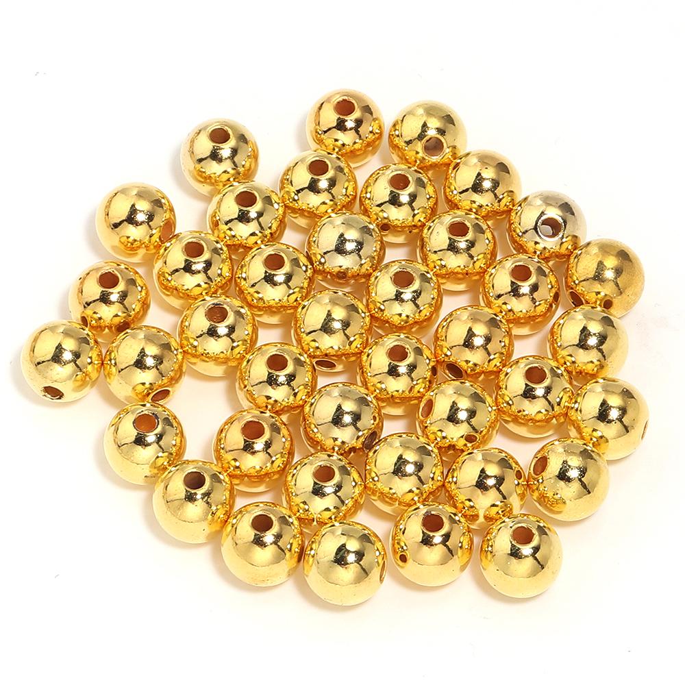 10-1000pcs ABS Imitation Pearl Beads 3-20mm Gold Round Loose Spacer Beads For DIY Jewelry Making Bracelet Necklace Acessories