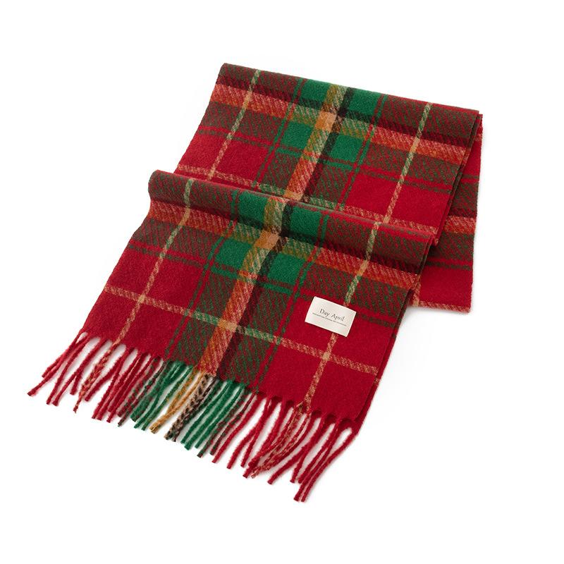 New scarf autumn and winter warm women's versatile gift plaid shawl imitation cashmere fringed plaid scarf new year