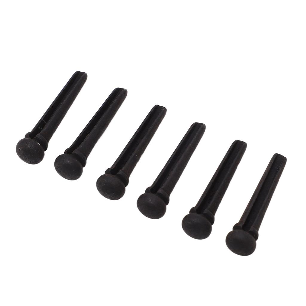 6Pcs Guitar Bridge Pin Ebony Delicate Simple Long Life Span Standard Guitar Pins Set Black