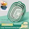 Double-Layer Drain Basket Set: 6-Piece Creative Kitchen Vegetable and Fruit Wash Basin