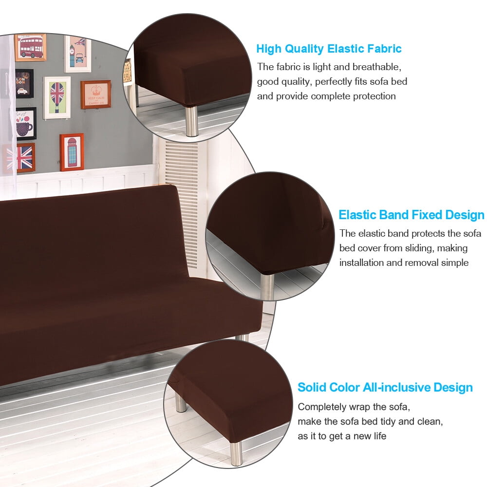 Folding Sofa Bed Cover Polyester Elastic Armless Couch Cover Futon Slipcover Protector