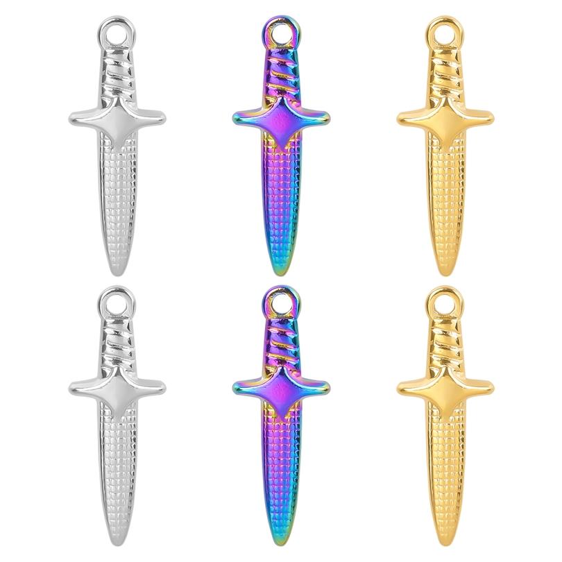 6pcs Mixed Stainless Steel Sword Charms For Jewelry Making/Materials To Make Bracelets Earrings Pendant Charm DIY Keychain Bulk