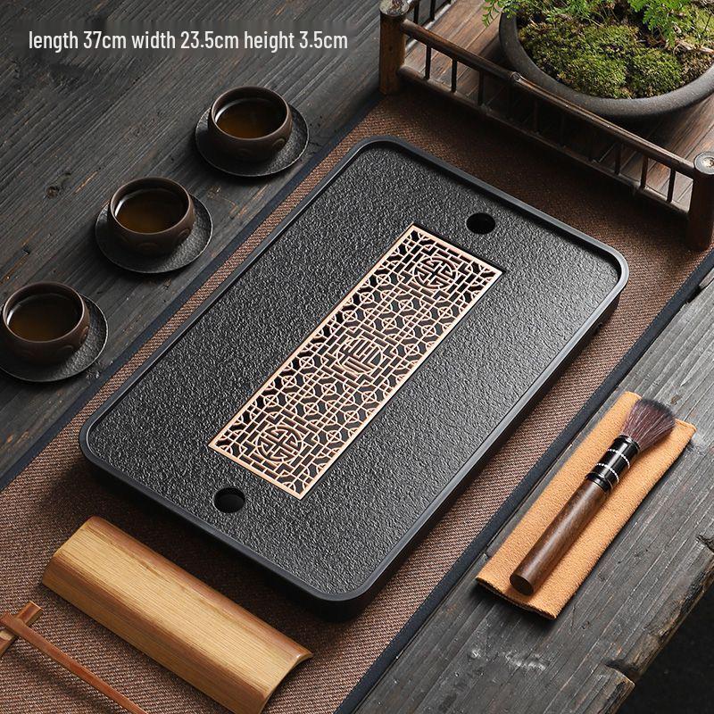 Minimalist Kung Fu Tea Tray with Water Storage - Imitation Wujin Stone
