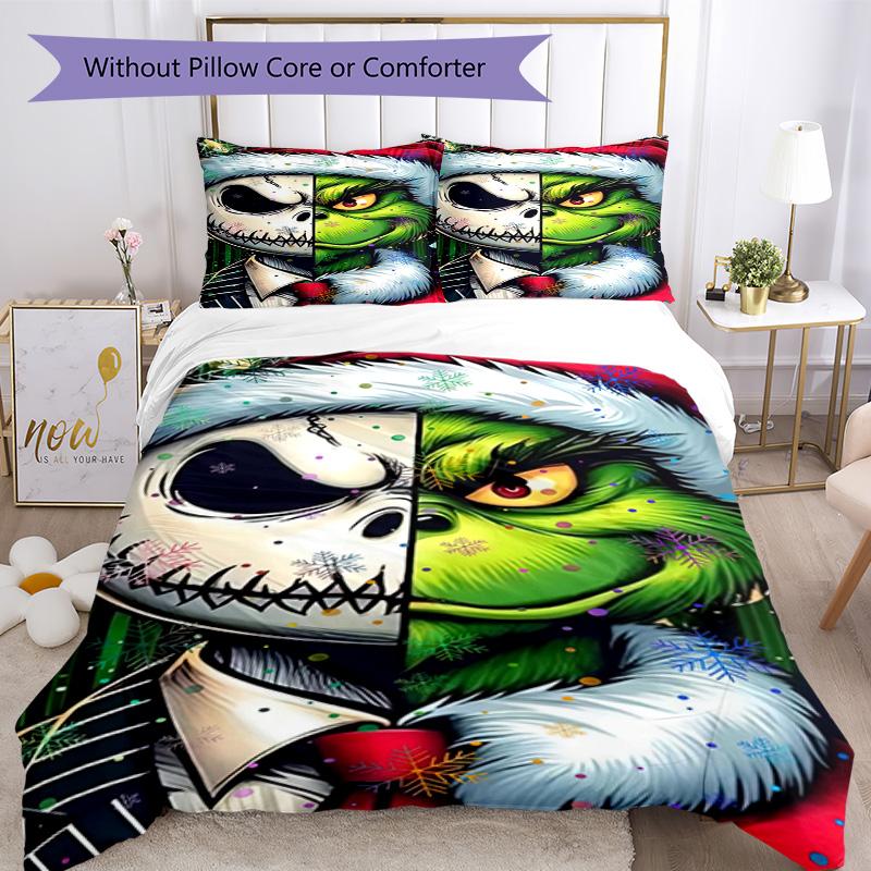 Christmas Nightmare Bedding Set Breathable Duvet Cover with Pillowcases Decorative Bed Linen for Bedroom Home Decoration Birthday Gift