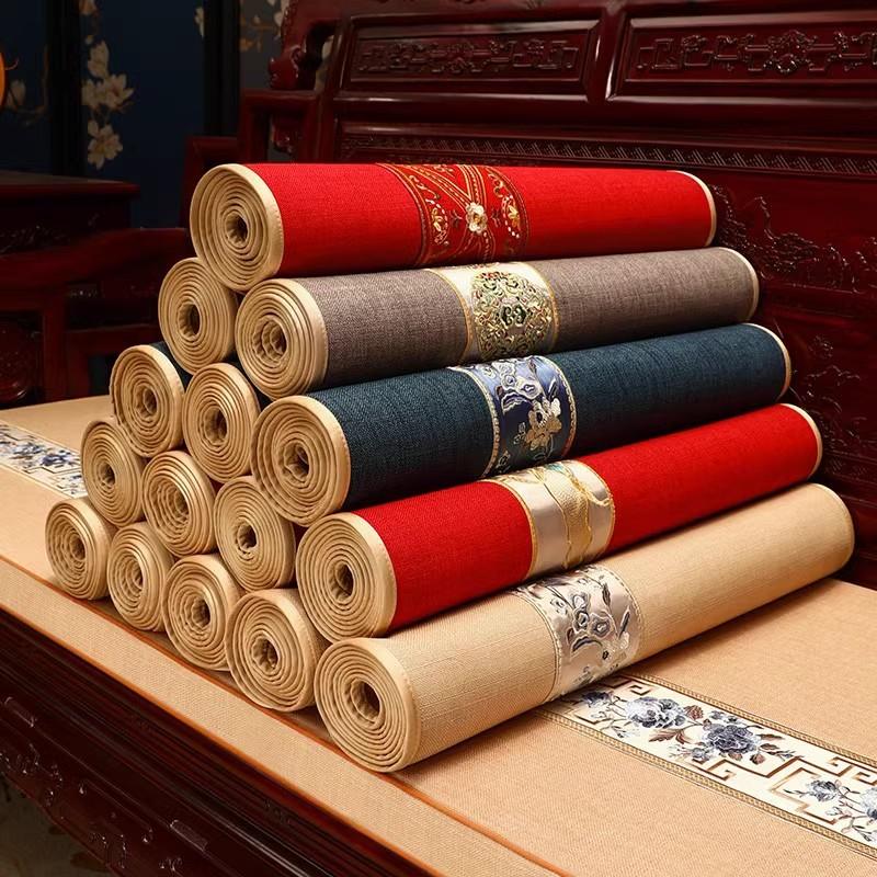 Chinese Mahogany Sofa Seat Cushion Cover Cloth Red Non-Slip Arhat Bed Cushion Sofa Towel Solid Wood Sofa Cushion Cover Towel