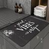1 Good Vibes Only Indoor and Outdoor Welcome Mat - Black Polyester Rug with White and Pink Hearts Pattern Machine Made, Washable