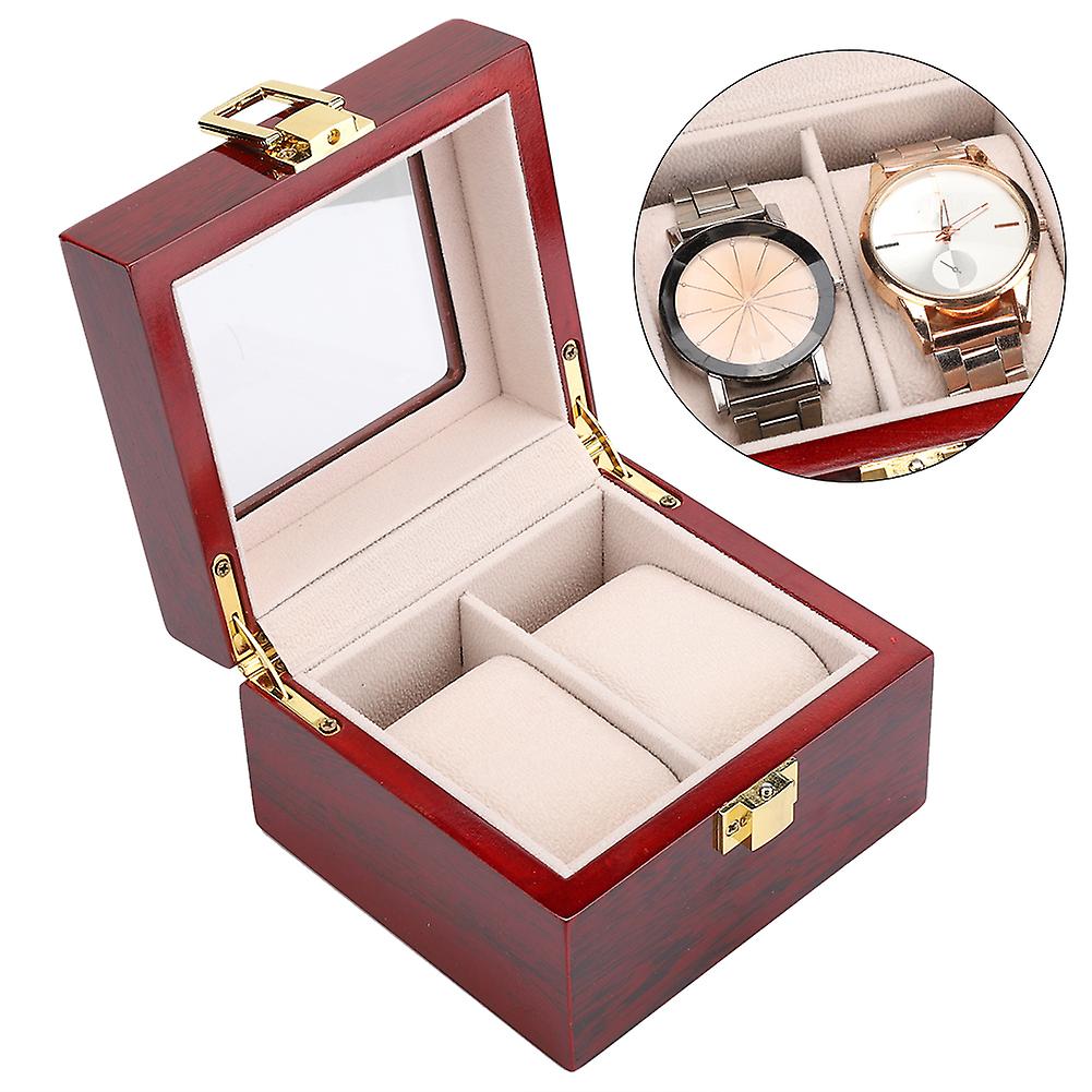 Wooden watch storage box-two compartments, couple gift box