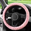Soft Velvet Steering Wheel Cover Cute Hands Warm Fuzzy, Universal 15 Inch For Women Girls, Fit Vehicles, Sedans, SUVs, Vans, Trucks - Light Pink