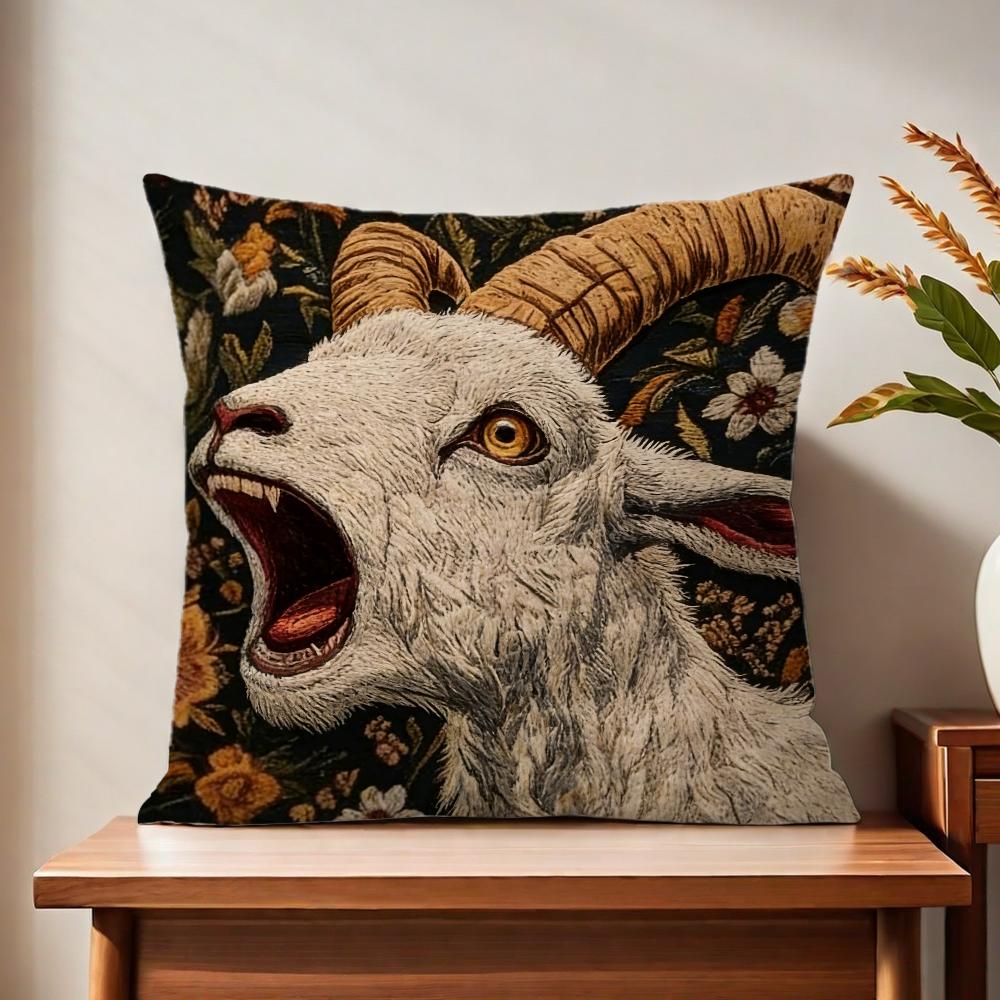 Spooky Goat Face 2D cute cushion cover For Pillow Printing Sofa Decoration Home Car Room Coffee Shop Office Nordic Simplicity