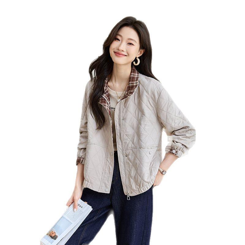 Petite Women's Trendy Plaid Patchwork Slimming Jacket