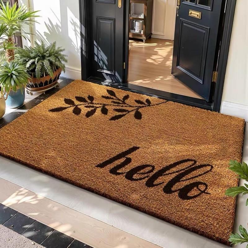 American Minimalist Letter Print Coir-Like Doormat Entryway Outdoor Non-Slip Dirt Trapper Mat