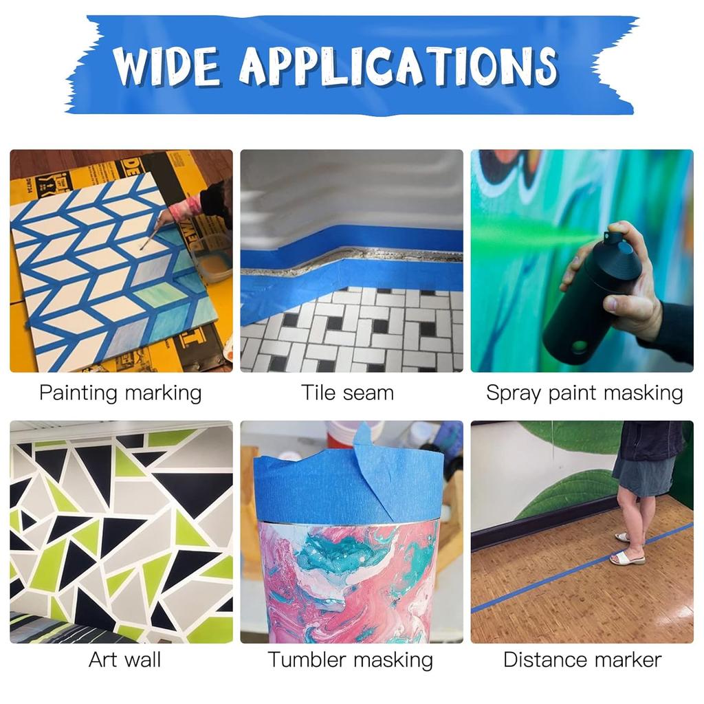 Blue Masking Tape, Decorative Grout Stickers, Protective Tape, Car Paint Masking, Furniture Paint, Colored Writable Tape