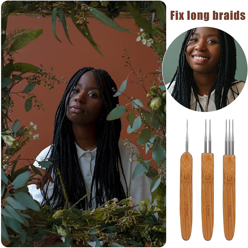 5Pcs Dreadlock Crochet Hook Tool Kit for DIY Braiding Hair Dreadlocks Needle Weaving Crochet Hair Styling Craft Knit Tools