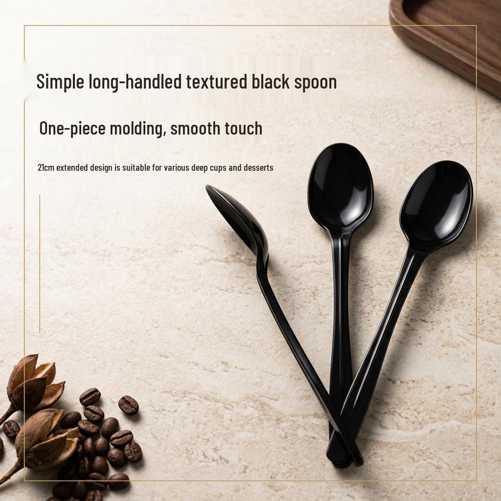 Individually Wrapped Long Handle Disposable Spoons for Grass Jelly and Milk Tea
