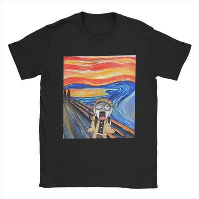 Demoned Slayered Zenitsu Agatsuma Scream Men's T Shirts Vintage Tee Shirt Short Sleeve Crewneck T-Shirts Cotton Plus Size Tops