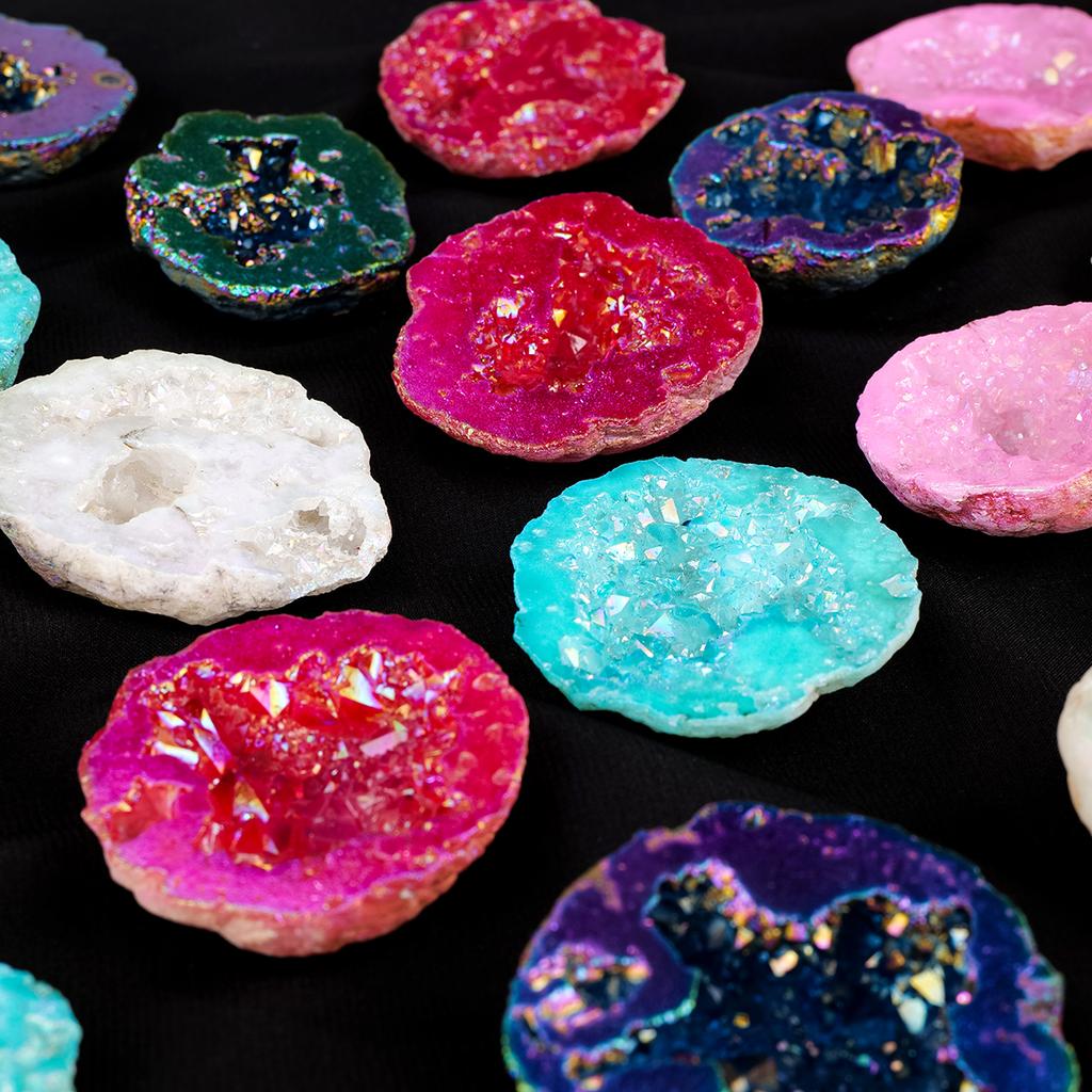 1pc Natural Crystal Aura Moroccan Agate Crystal Cave Ornament Crystal Raw Stone Treasure Pot Home Desktop Decoration Stone gifts