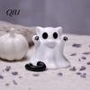 Integrierte Formung Katzenornament Geistfigur, 3D-gedrucktes dekoratives Ornament, Glatte Oberfläche Gruselige Skulptur Mini-Schreibtischdekoration Halloween