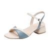 One Word with Sandals Fairy Style 2025 New Summer Women's Shoes Fashion Medium Heel Color Matching High Heel Thick Heel Shoes