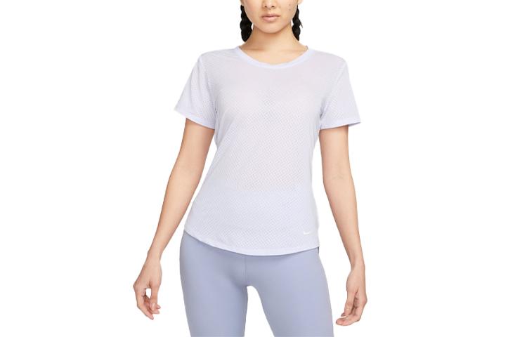 Nike T Shirts Women s Oxygen Purple Crew Neck Moderate Straight Fit DX0132-536 L