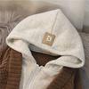 Spring Autumn Hooded Sweater Women's Autumn Jacket Loose Sweater with Medium Length Buttons Cardigan