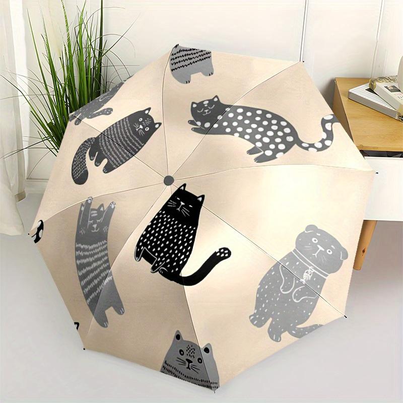 1 Stück Katzenmuster Automatisches Öffnen/Schließen, Ganzjahres-Tragbarer Faltregenschirm, Reisen, Alltag, Formelle Anlässe - Kompakter Luxus-Sonnenschirm, Outdoor-Accessoire