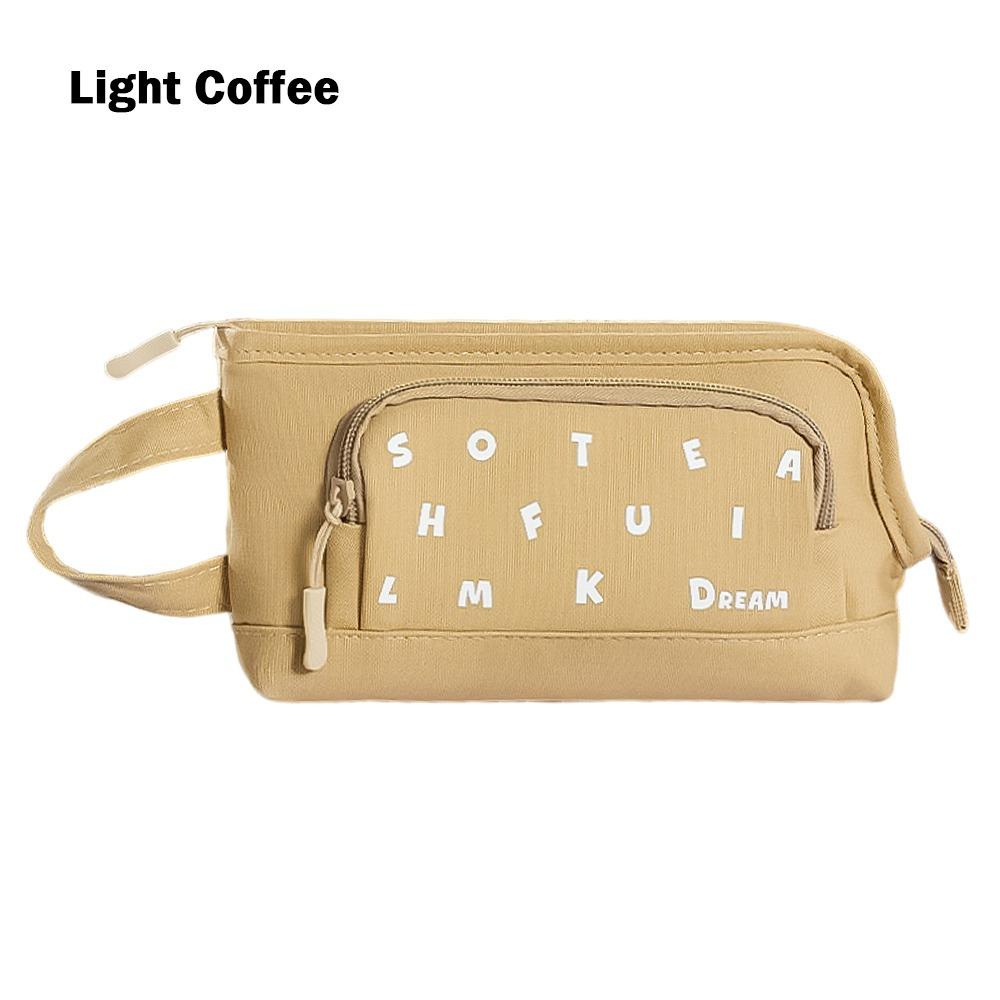 

Large Capacity Pencil Case L-shape Large Opening Stationery Bag Pen Bag Back To School Gift колір світло кави