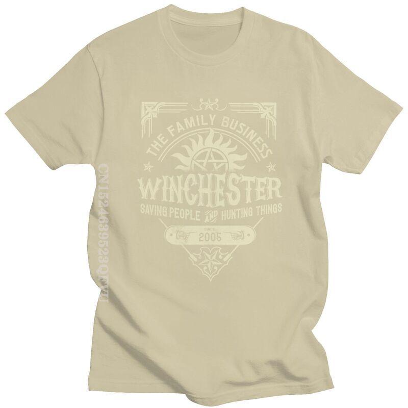 Winchester Brothers Business Tshirts Men Streetwear Men TV Supernatural T Shirt Kawaii Tee Tops Oversized Cotton Tshirt