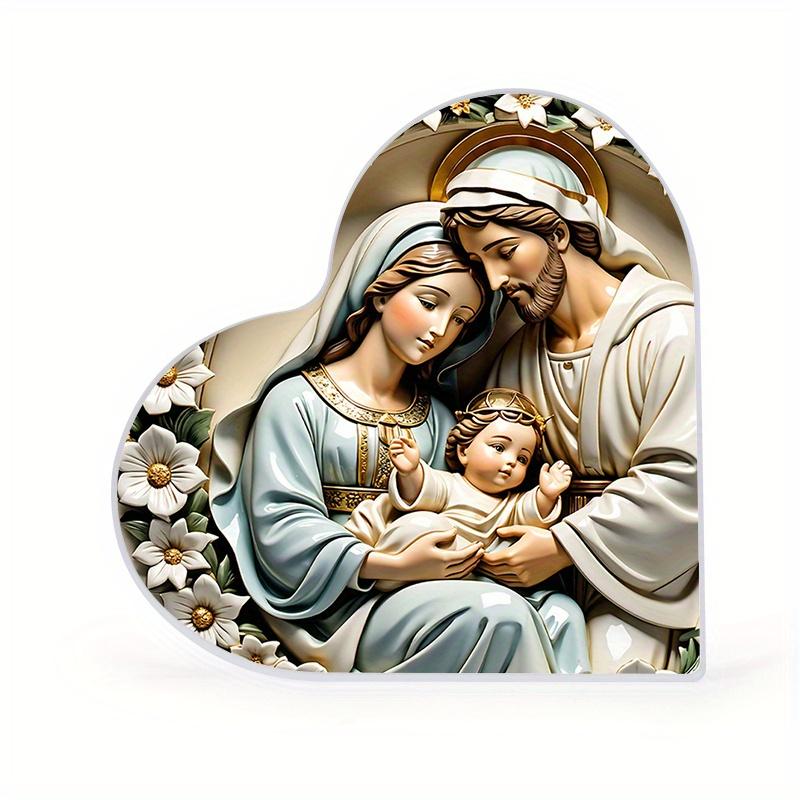 Nativity Scene Ornaments, Floral Accents, Keepsake The Birth of Jesus Decor, Religious Gift for Family Friends and Christian, Nurseries, Home Desk Li