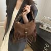 Borsa Versatile in Camoscio con Frange, Borsa a Spalla alla Moda per Donna, Piccola Borsa in Velluto di Camoscio, Borse Singole a Tracolla di Tendenza