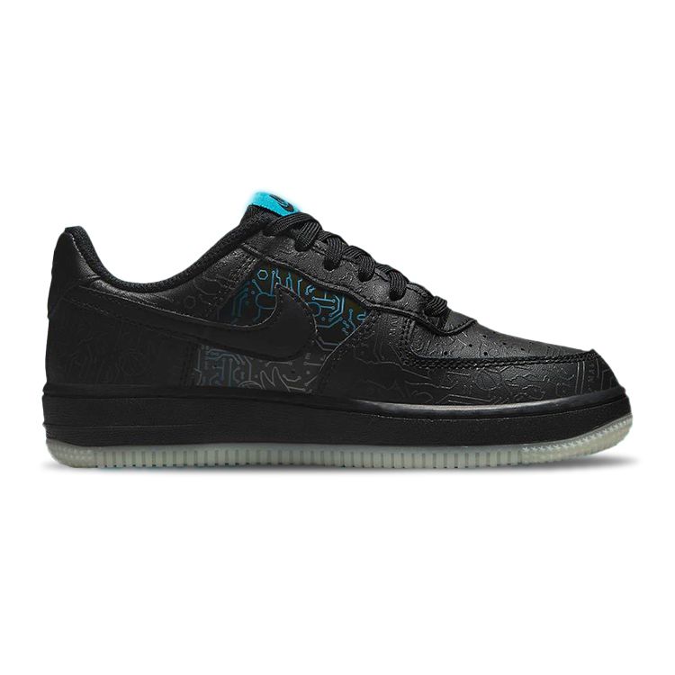 Space Jam x Nike Air Force 1 06 GS Chip del Computer Sneakers per Bambini Nero Azzurro-Fury DN1434-001