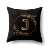 Polyester Pillowcase Black Gold Flower Home Decoration Print Pillowcase 26 English Letter Cushion Cover