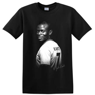N Golo Kante Voetbal Middenvelder Portret T-shirt Zwart Wit Grafische Kunst Fan Tee