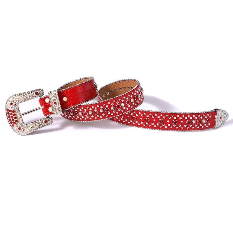 Rhinestones Studded Western Leather Belt Bling Waist Belts for Dresses Pants