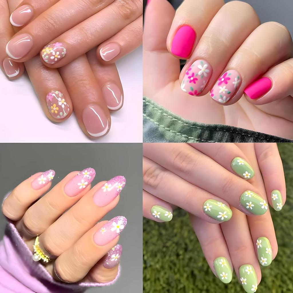 30 Sheets Flower Nail Stickers for Nail Art Colorful 3D Self Adhesive Daisy Nail Decals Spring Summer Nail Art Stickers Cute Floral Nail Design