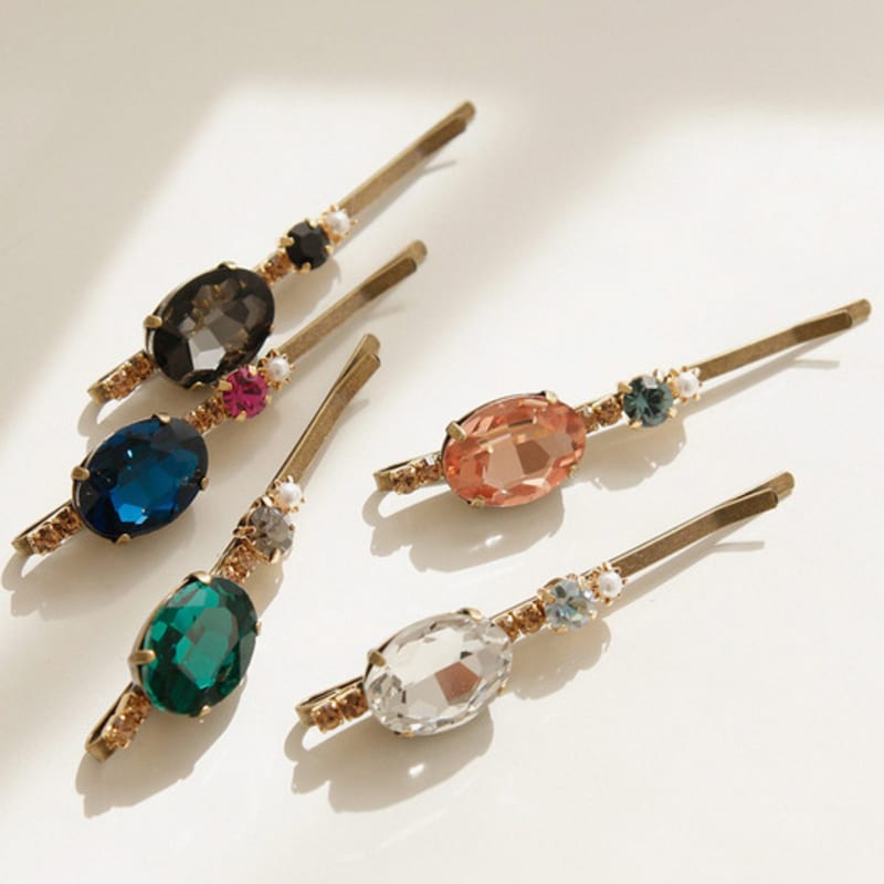 

J.Lauren Antique Gold Oval Cubic Pearl Hair Bobby Pin H01056 white