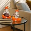 Musical Ganesha Pair for Home Decor | Brings Prosperity - (Orange and White, Pack of 2)(Resin)